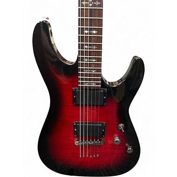 Used 2023 Schecter Guitar Research Demon 6 Crimson Red Burst Solid Body Electric Guitar