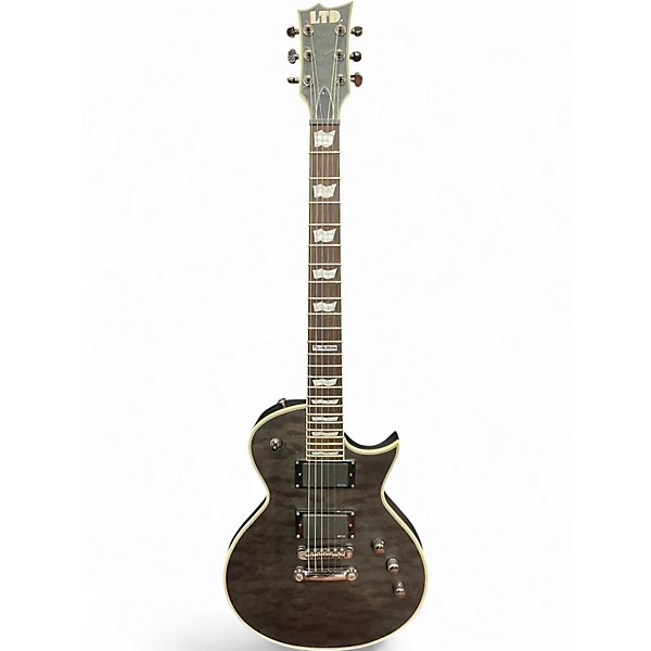 Used ESP LTD EC-401QM Trans Black Solid Body Electric Guitar