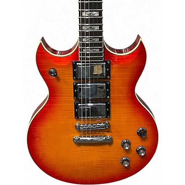 Used Woodrite WARLORD MATT PIKE Cherry Sunburst Solid Body Electric Guitar