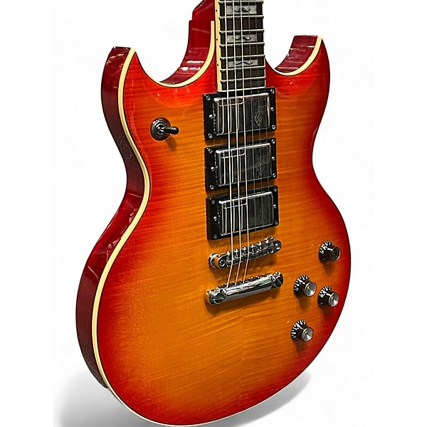 Used Woodrite WARLORD MATT PIKE Cherry Sunburst Solid Body Electric Guitar