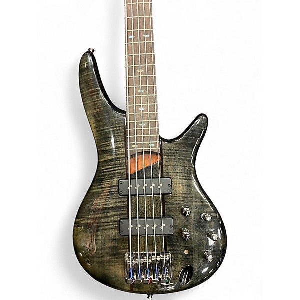Used Ibanez SR705 5 String TRANSPARENT GREY Electric Bass Guitar