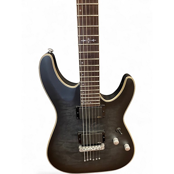 Used Schecter Guitar Research C1 Platinum Trans Black Solid Body Electric Guitar