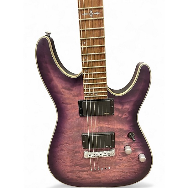 Used Schecter Guitar Research C1 Platinum Purple Burst Solid Body Electric Guitar