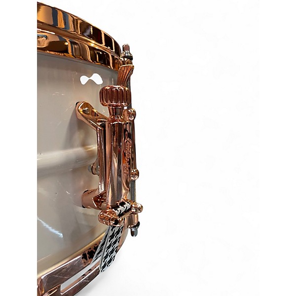 Used Ludwig 6.5X14 Polar Phonic Brass Snare Drum With Copper Hardware White Drum