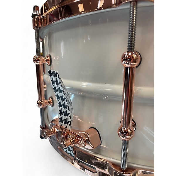 Used Ludwig 6.5X14 Polar Phonic Brass Snare Drum With Copper Hardware White Drum