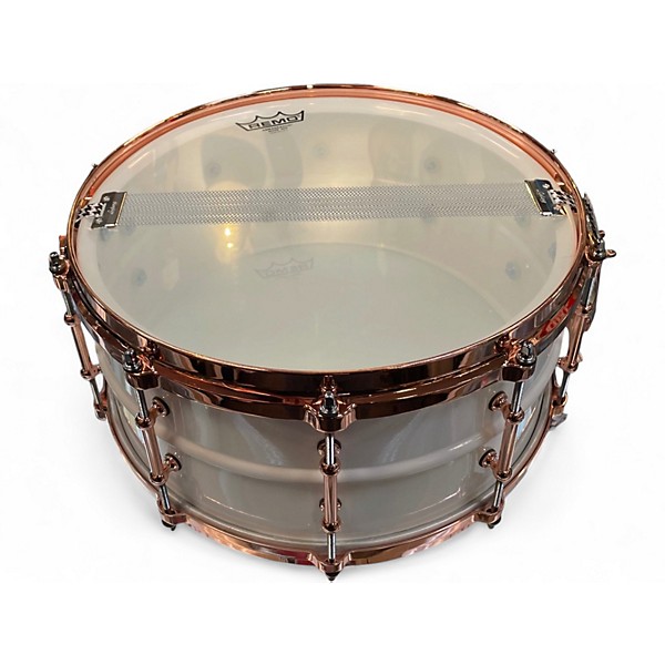 Used Ludwig 6.5X14 Polar Phonic Brass Snare Drum With Copper Hardware White Drum