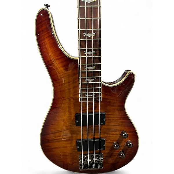 Used Schecter Guitar Research Omen Extreme 4 String Sunburst Electric Bass Guitar