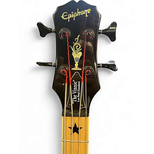 Used Epiphone LES PAUL BASS "THE VINNIE" Trans Black Electric Bass Guitar