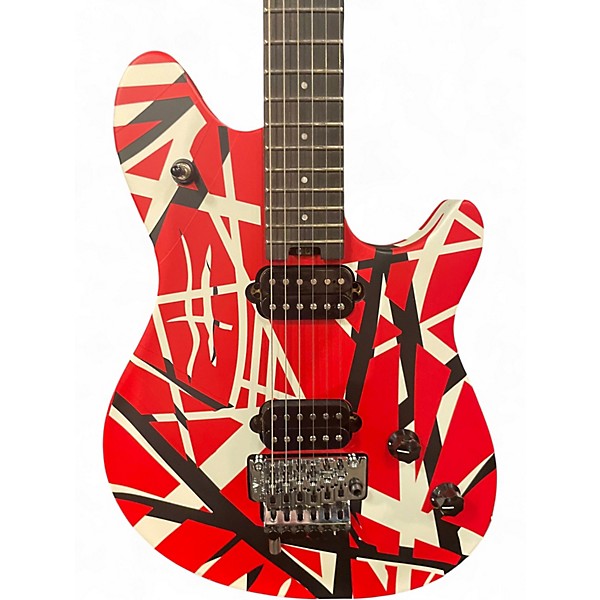 Used EVH Wolfgang Special STRIPED Red with Black and White Stripes Solid Body Electric Guitar