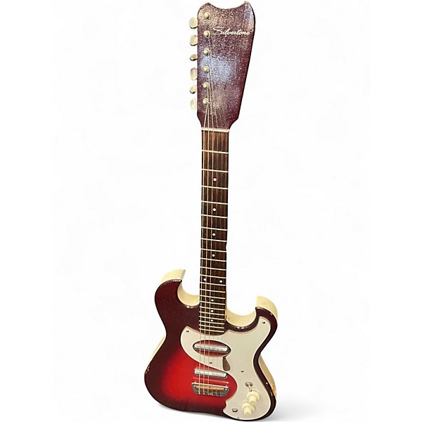 Vintage 1965 Silvertone 1457 Red Sunburst Sparkle Solid Body Electric Guitar