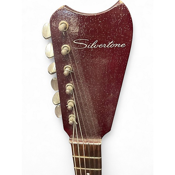 Vintage 1965 Silvertone 1457 Red Sunburst Sparkle Solid Body Electric Guitar