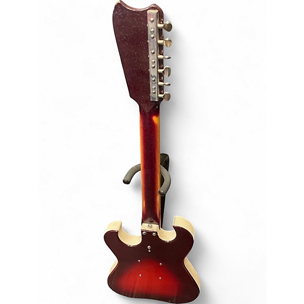 Vintage 1965 Silvertone 1457 Red Sunburst Sparkle Solid Body Electric Guitar