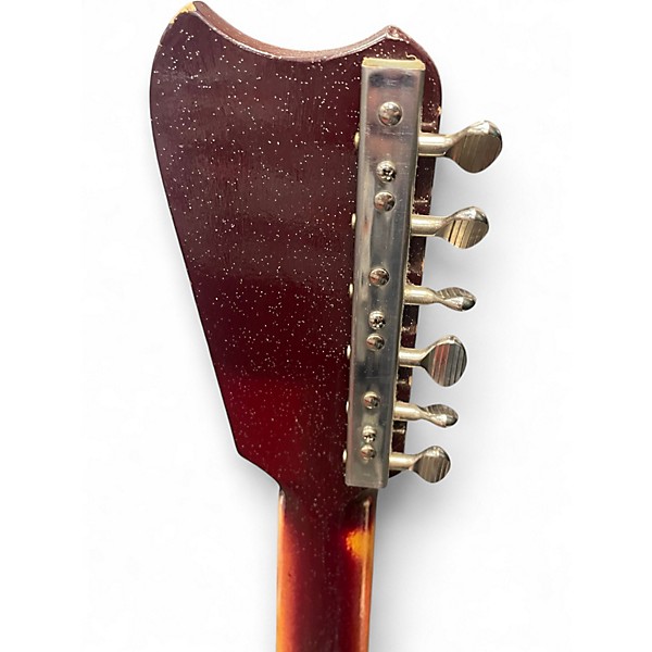 Vintage 1965 Silvertone 1457 Red Sunburst Sparkle Solid Body Electric Guitar