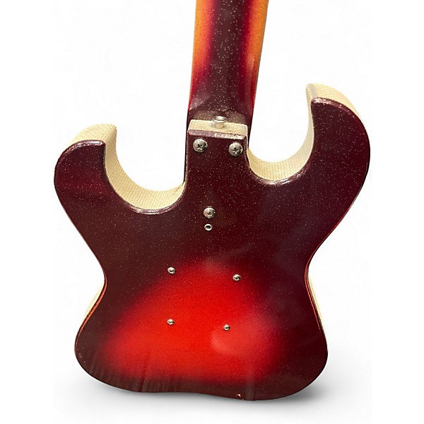 Vintage 1965 Silvertone 1457 Red Sunburst Sparkle Solid Body Electric Guitar