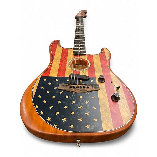 Used Fender Limited Edition American Acoustasonic Stratocaster FLAG PRINT Acoustic Electric Guitar