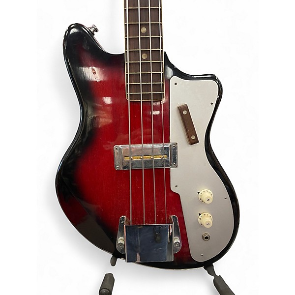 Vintage 1960s Kingston Short scale Red burst Electric Bass Guitar
