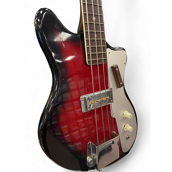 Vintage 1960s Kingston Short scale Red burst Electric Bass Guitar