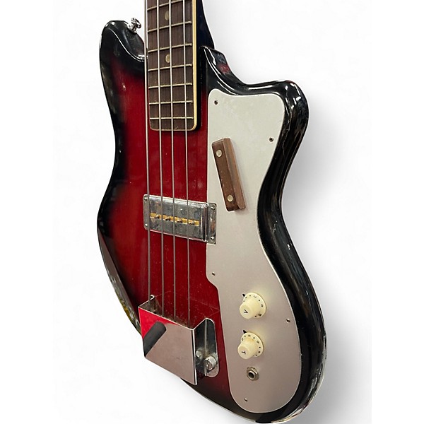 Vintage 1960s Kingston Short scale Red burst Electric Bass Guitar