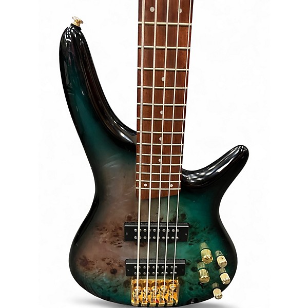 Used Ibanez SR405 5 String Tropical Seafloor Burst Electric Bass Guitar