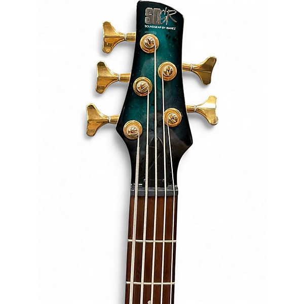 Used Ibanez SR405 5 String Tropical Seafloor Burst Electric Bass Guitar