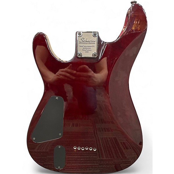 Used Schecter Guitar Research Hellraiser Deluxe Crimson Red Trans Solid Body Electric Guitar