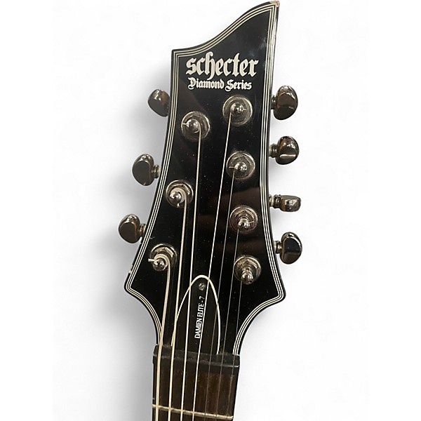 Used Schecter Guitar Research Damien Elite 7 BLACK SPARKLE Solid Body Electric Guitar