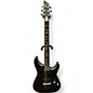 Used 2019 Schecter Guitar Research Damien Platinum Black and Gold Solid Body Electric Guitar thumbnail