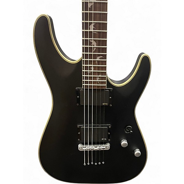 Used 2019 Schecter Guitar Research Damien Platinum Black and Gold Solid Body Electric Guitar