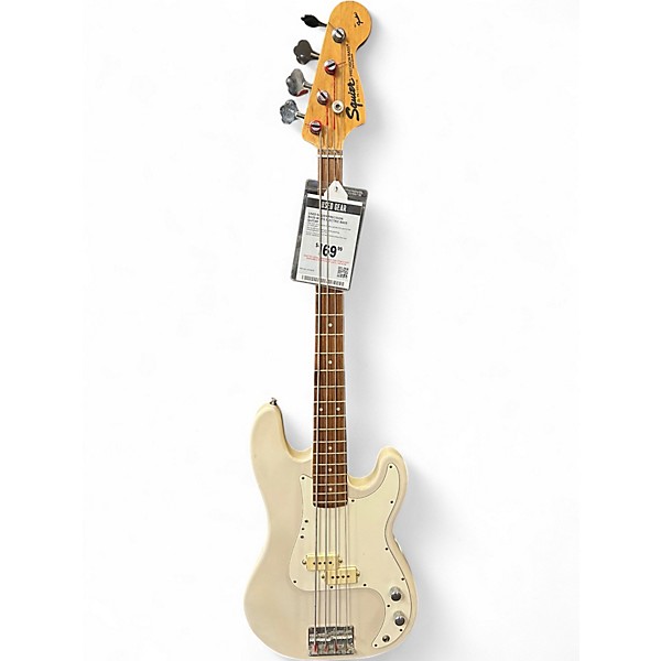 Used Squier Precision Bass White Electric Bass Guitar