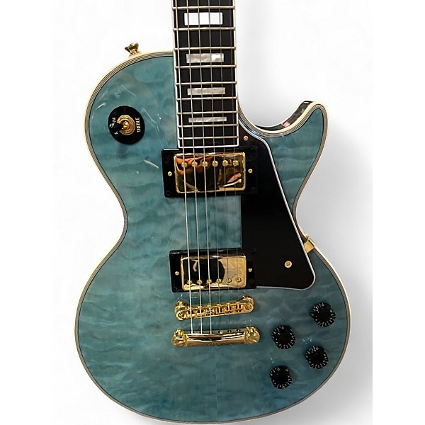 Used Epiphone Les Paul Custom Quilt Guitar Center-Exclusive Ocean Blue Solid Body Electric Guitar