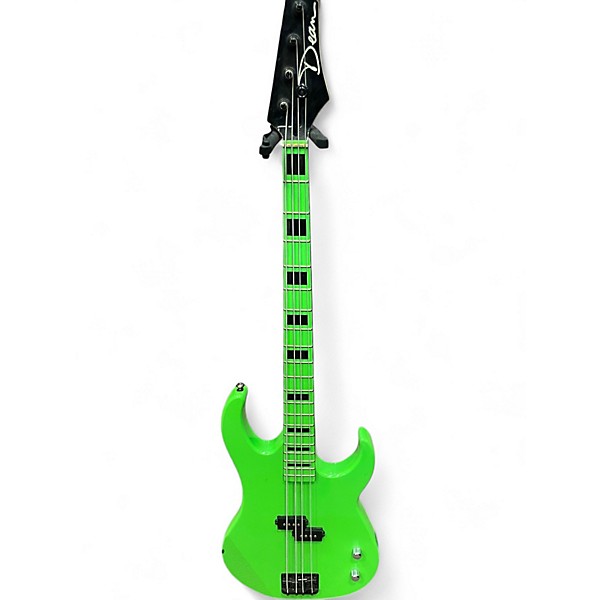 Used Dean Custom Zone 4-String Neon Green Electric Bass Guitar
