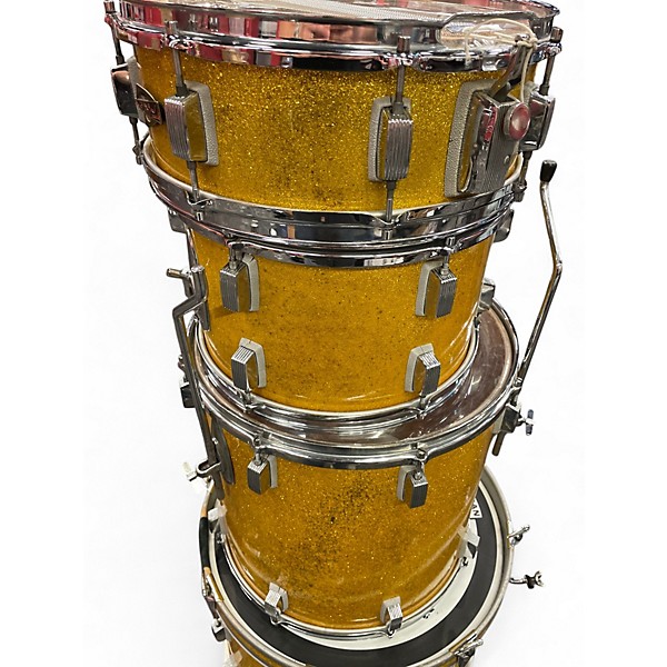 Vintage 1960s Trixon 4 Piece Luxus Yellow Sparkle Drum Kit