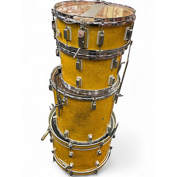 Vintage 1960s Trixon 4 Piece Luxus Yellow Sparkle Drum Kit
