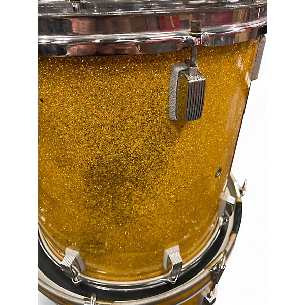 Vintage 1960s Trixon 4 Piece Luxus Yellow Sparkle Drum Kit