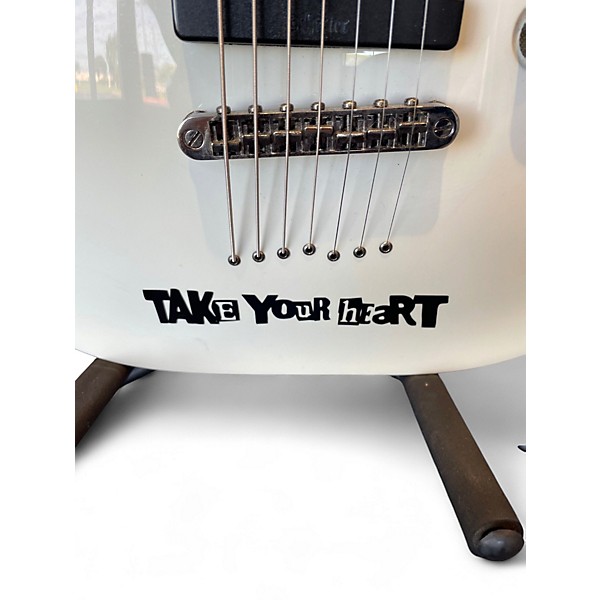 Used Schecter Guitar Research Demon 7 String DIAMOND SERIES White Solid Body Electric Guitar