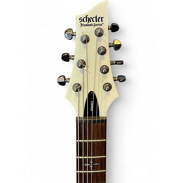 Used Schecter Guitar Research Demon 7 String DIAMOND SERIES White Solid Body Electric Guitar