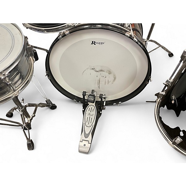Used Rogers 5 Piece 5 Piece drum set with hardware Black Drum Kit