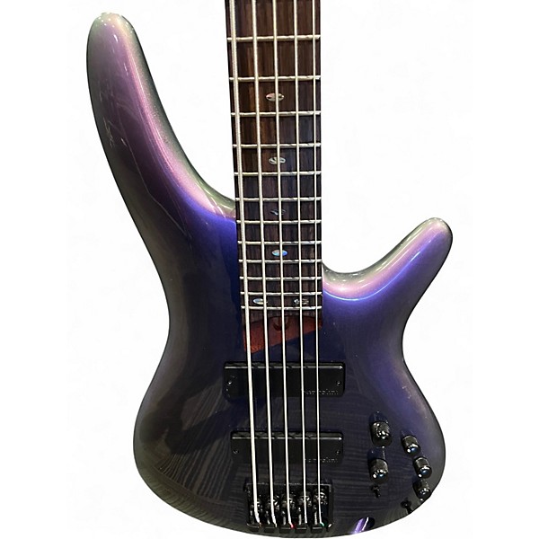 Used Ibanez SR505 5 String Black Aurora Burst Electric Bass Guitar