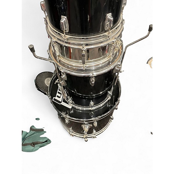 Used Ludwig 5 Piece drum kit with hardware black Drum Kit