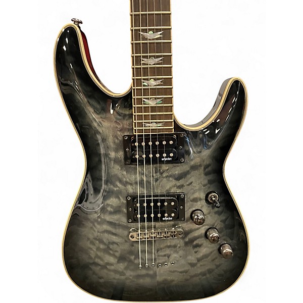Used 2012 Schecter Guitar Research Omen Extreme 6 TRANS QUILTED BLACK Solid Body Electric Guitar