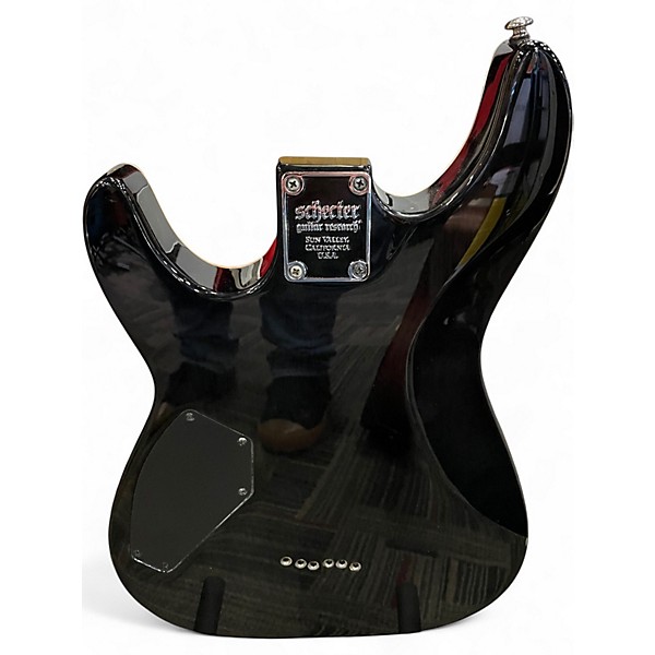 Used 2012 Schecter Guitar Research Omen Extreme 6 TRANS QUILTED BLACK Solid Body Electric Guitar