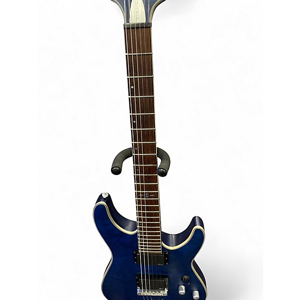 Used Schecter Guitar Research C1 Platinum Electron Blue Metallic Solid Body Electric Guitar