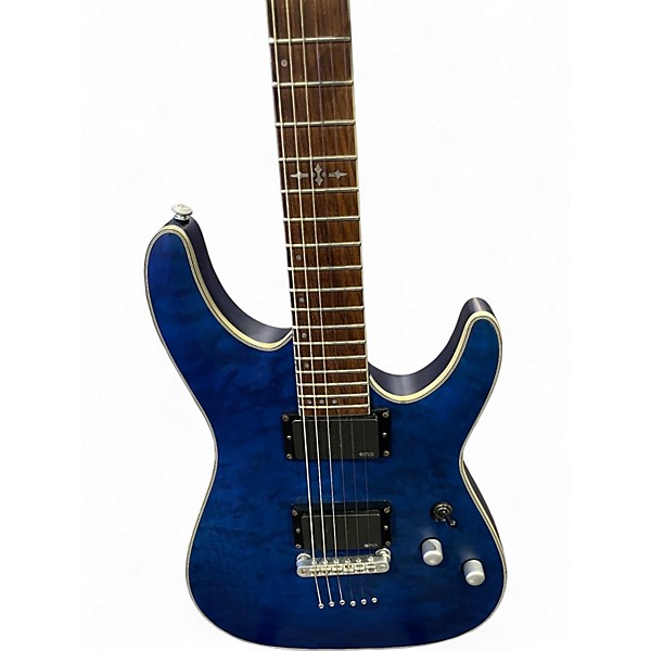 Used Schecter Guitar Research C1 Platinum Electron Blue Metallic Solid Body Electric Guitar