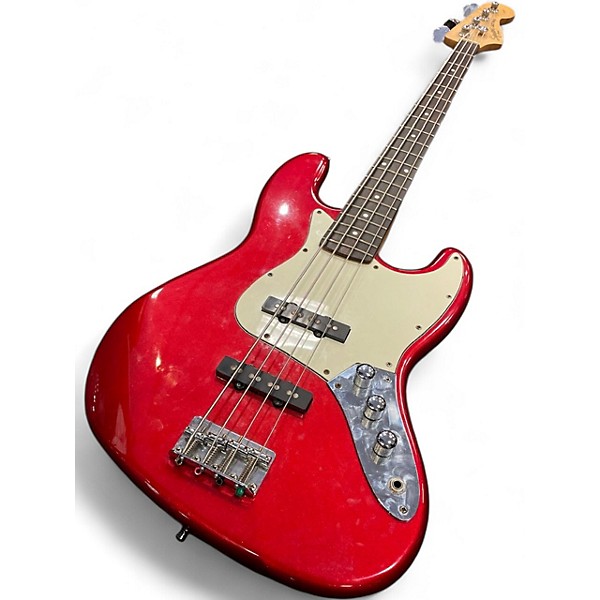 Used Squier Affinity Jazz Bass Chrome Red Electric Bass Guitar