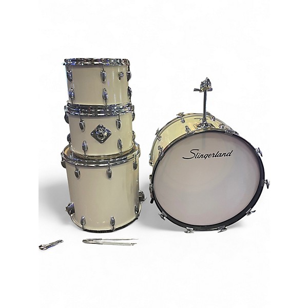 Vintage 1970s Slingerland 4 Piece Sound King Vintage White Drum Kit