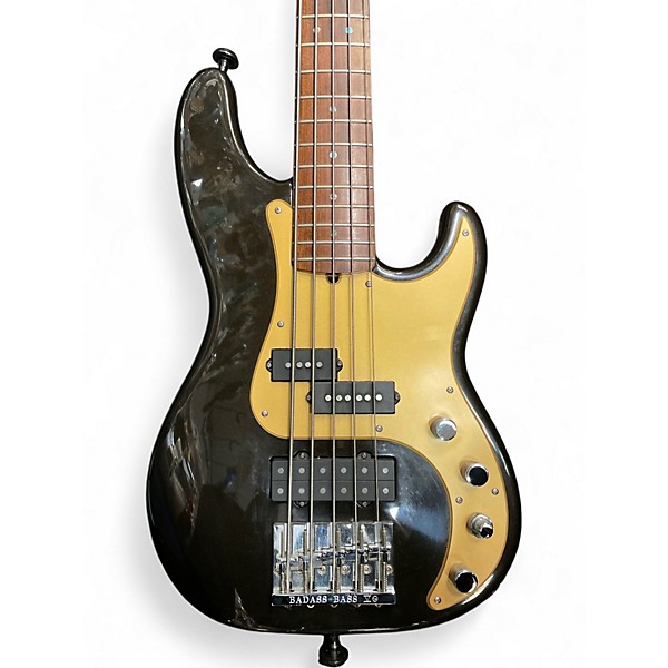 Used Fender American Deluxe Precision Bass V Black and Gold Electric Bass Guitar