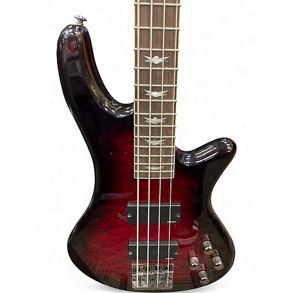 Used Schecter Guitar Research Stiletto Extreme 4 String Dark Cherry Burst Electric Bass Guitar