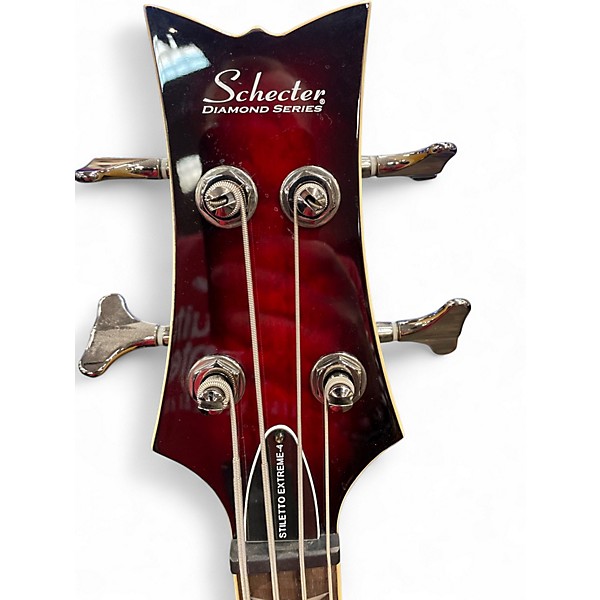 Used Schecter Guitar Research Stiletto Extreme 4 String Dark Cherry Burst Electric Bass Guitar
