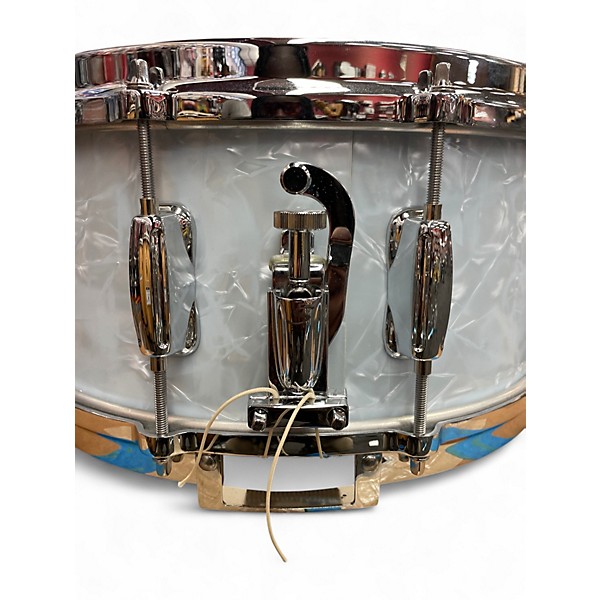 Used Slingerland 14in RADIO KING SNARE DRUM White Marine Pearl Drum