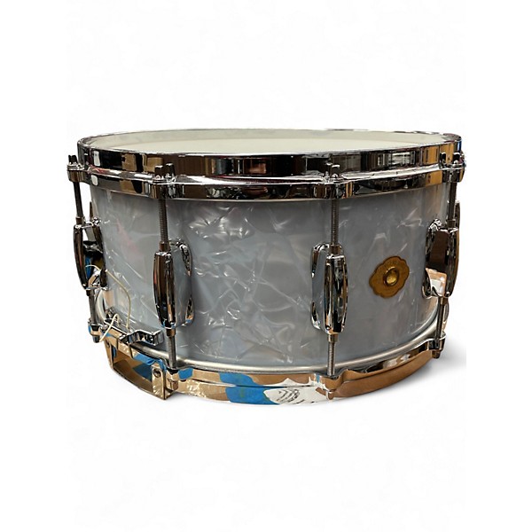 Used Slingerland 14in RADIO KING SNARE DRUM White Marine Pearl Drum